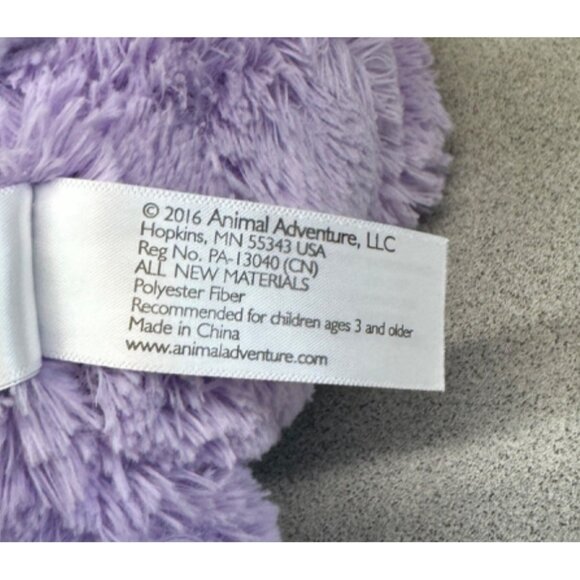Animal Adventure Purple Bunny Pink Nose & White Ribbon 10" Plush Stuffed Animal - Picture 5 of 8